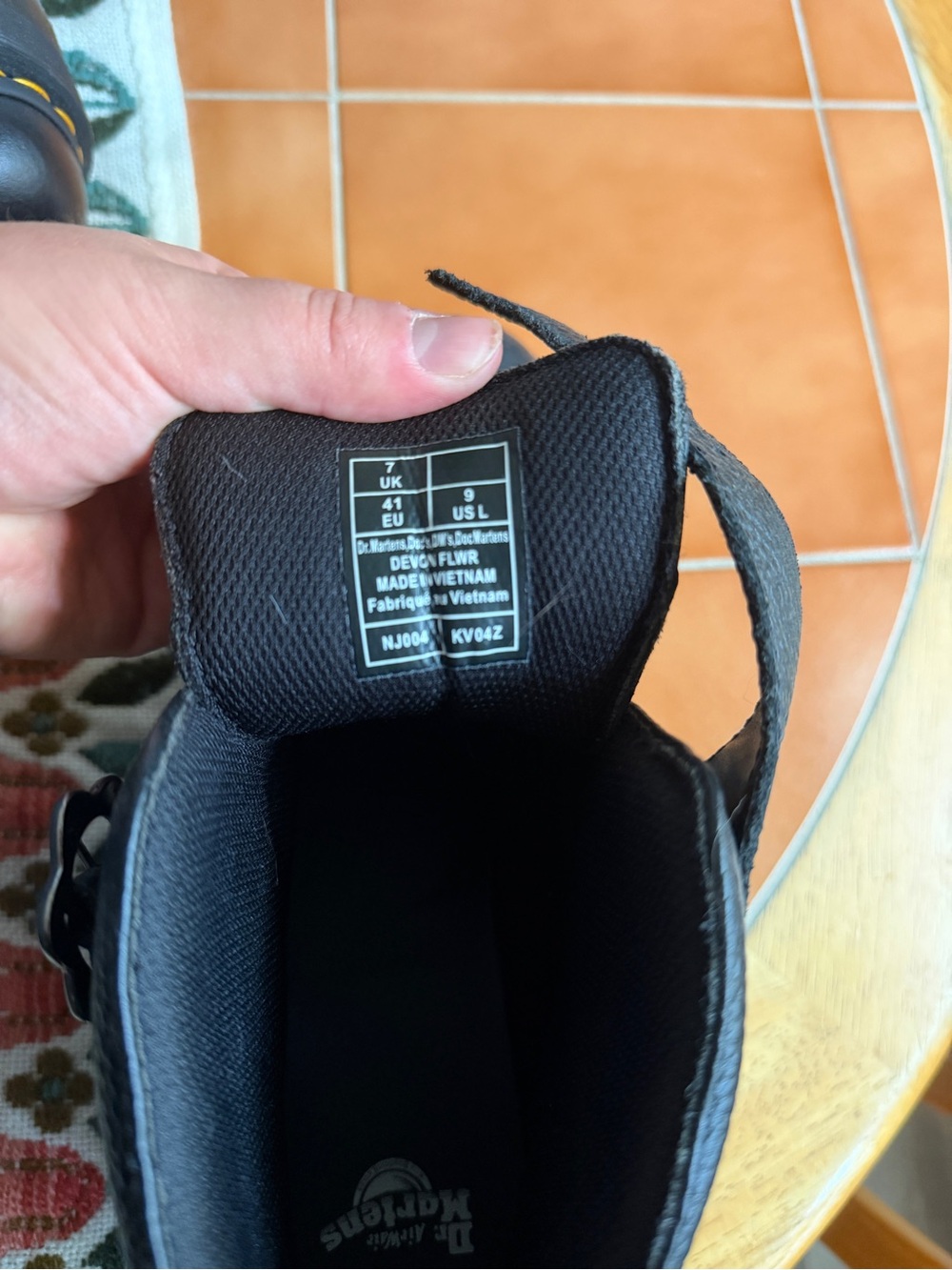 Dr. Martens Black Leather Ankle Boots with Yellow Stitching - Picture 4 of 4